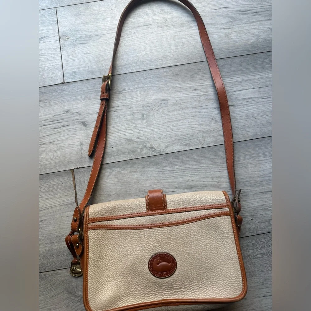 Dooney & Bourke Vintage Crossbody Leather-Trim Beige - Picture 5 of 9